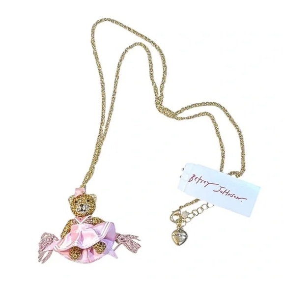 Betsey Johnson Faux Stone Cheerleader Bear Pendant Necklace - Picture 3 of 6